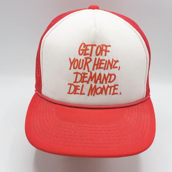 Mesh Snapback Trucker Farmer Hat Cap Get Off Your Heinz Demand Del Monte - Picture 1 of 6